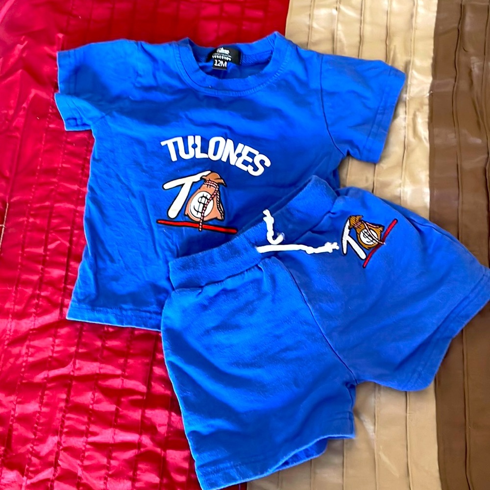 Tulones Infant Blue Matching Short Set